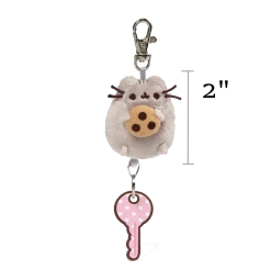 (ONLINE) DRAGON IMPORTS & COLLECTIBLES LLC PUSHEEN WITH COOKIE RETRACTABLE KEYCHAIN, 2.5" - Pusheen Plushes